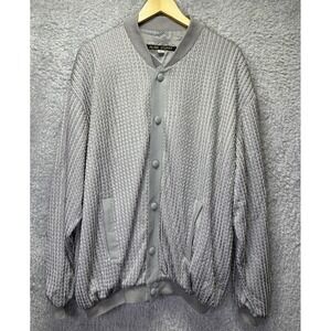 Alan Stuart Mens Textured Gray Bomber Jacket Lined Made in‎ USA 2XL
